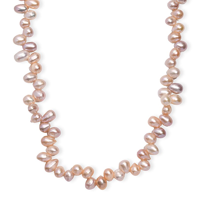GCS Multi Color Freshwater Pearl Fancy Necklace in 18K Vermeil Yellow Gold Over Sterling Silver 18 Inches