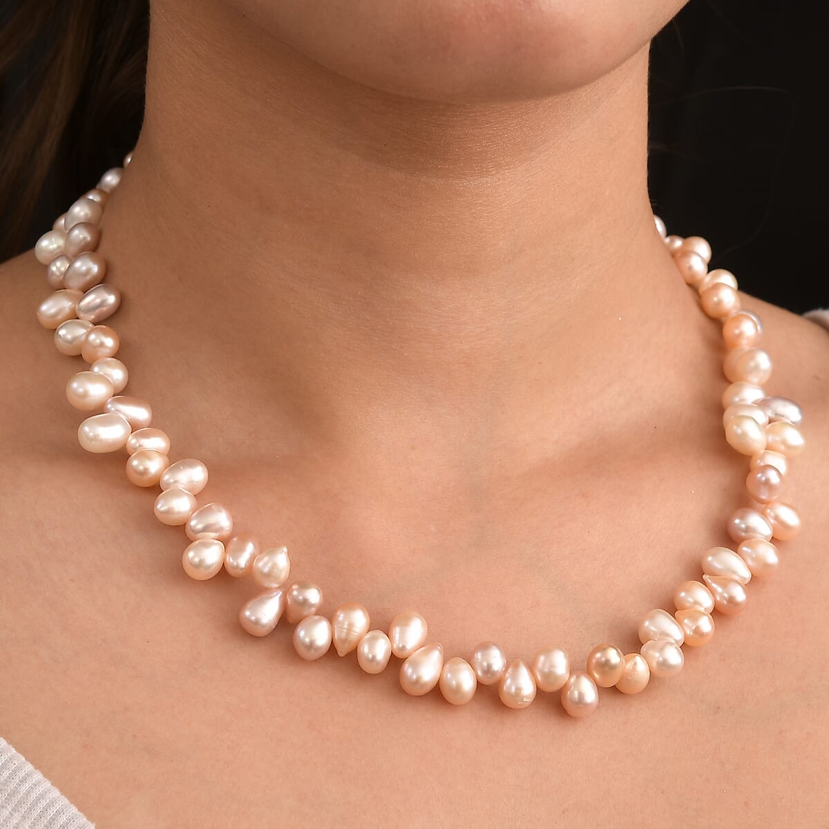 Multi Color Freshwater Pearl Fancy Necklace in 18K Vermeil Yellow Gold Over Sterling Silver 18 Inches image number 2
