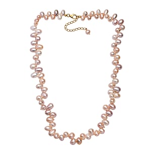 Multi Color Freshwater Pearl Fancy Necklace in 18K Vermeil Yellow Gold Over Sterling Silver 18 Inches