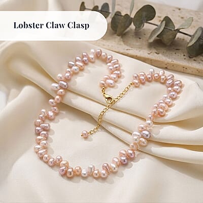 GCS Multi Color Freshwater Pearl Fancy Necklace in 18K Vermeil Yellow Gold Over Sterling Silver 18 Inches