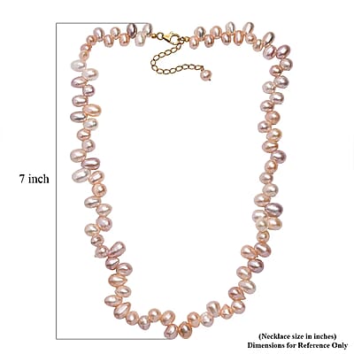 GCS Multi Color Freshwater Pearl Fancy Necklace in 18K Vermeil Yellow Gold Over Sterling Silver 18 Inches