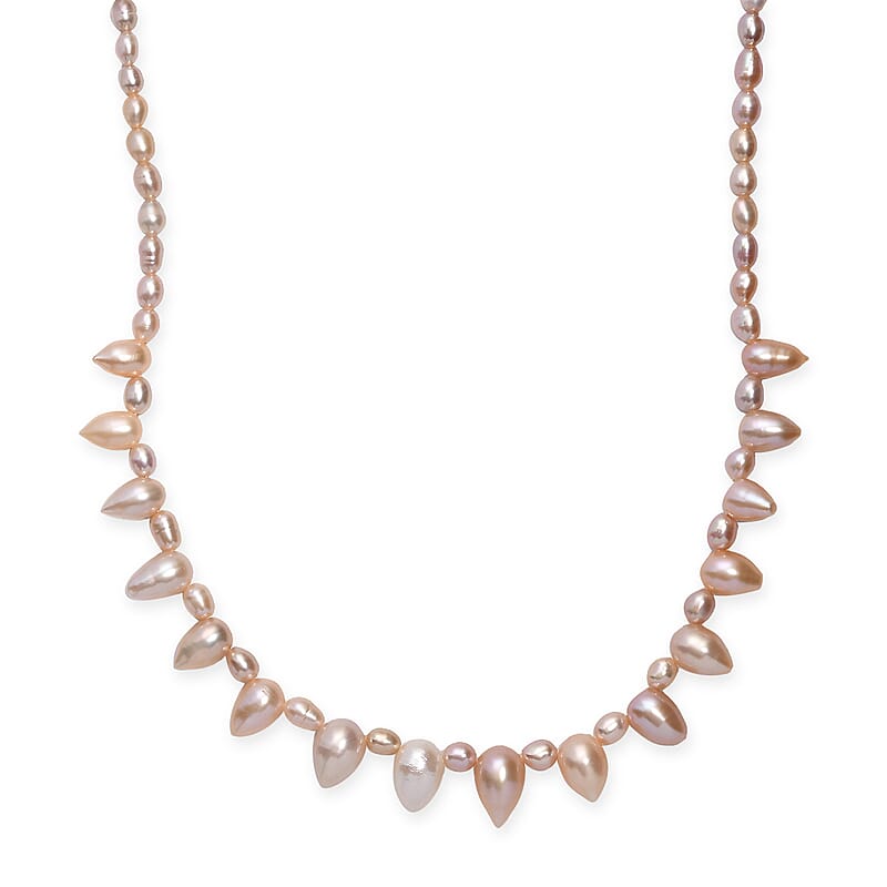 Multi Color Fresh Water Pearl Necklace in 18K Vermeil Yellow Gold Over Sterling Silver 18 Inches