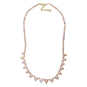 Multi Color Fresh Water Pearl Necklace in 18K Vermeil Yellow Gold Over Sterling Silver 18 Inches