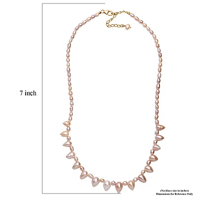Multi Color Fresh Water Pearl Necklace in 18K Vermeil Yellow Gold Over Sterling Silver 18 Inches