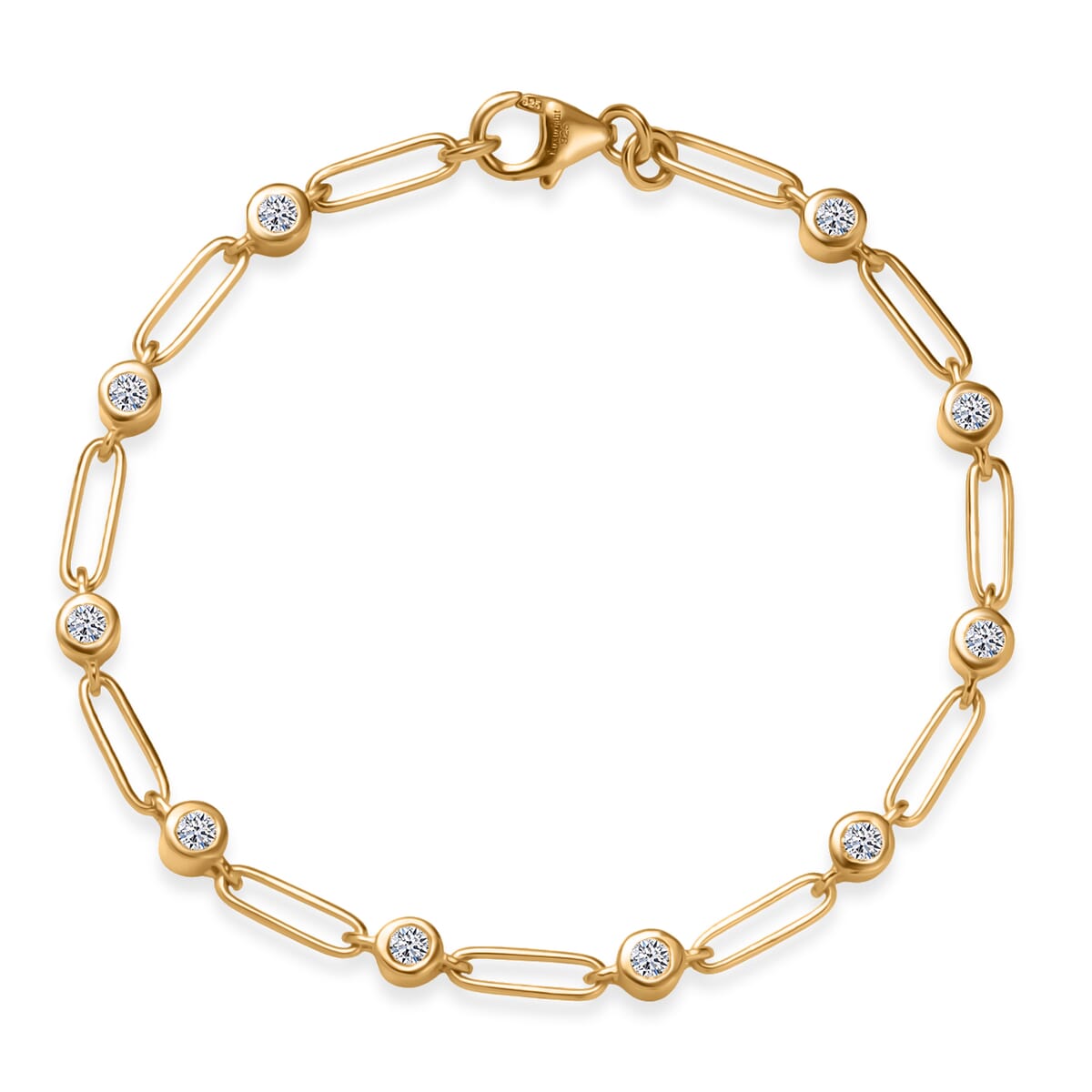 Luxuriant Lab Grown Diamond G-H SI 1.00 ctw Bracelet in 18K Vermeil Yellow Gold Over Sterling Silver (7.25 In) image number 0