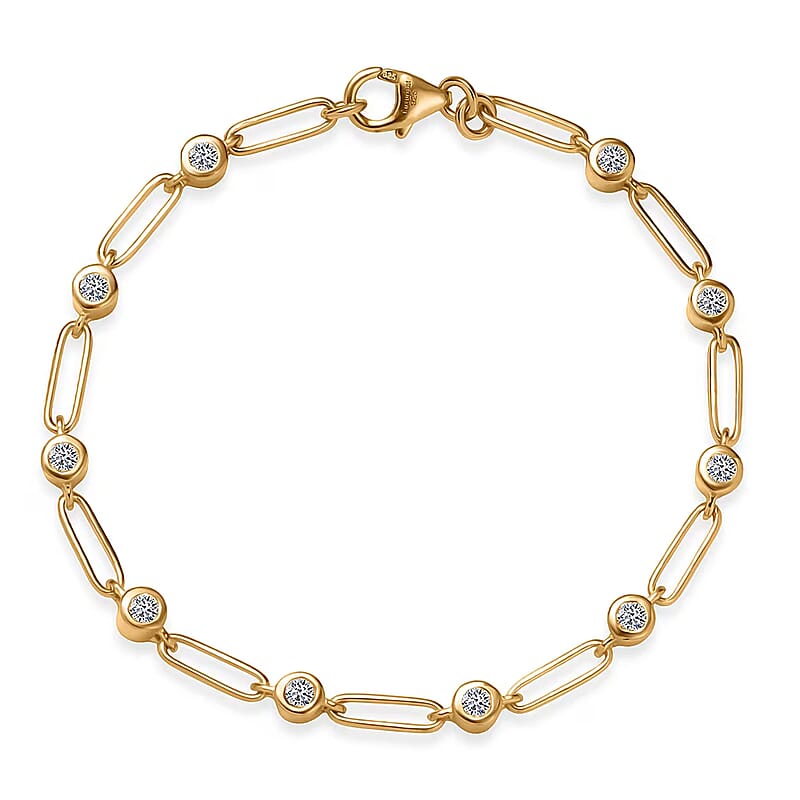 Luxuriant Lab Grown Diamond G-H SI 1.00 ctw Bracelet in 18K Vermeil Yellow Gold Over Sterling Silver (7.25 In)