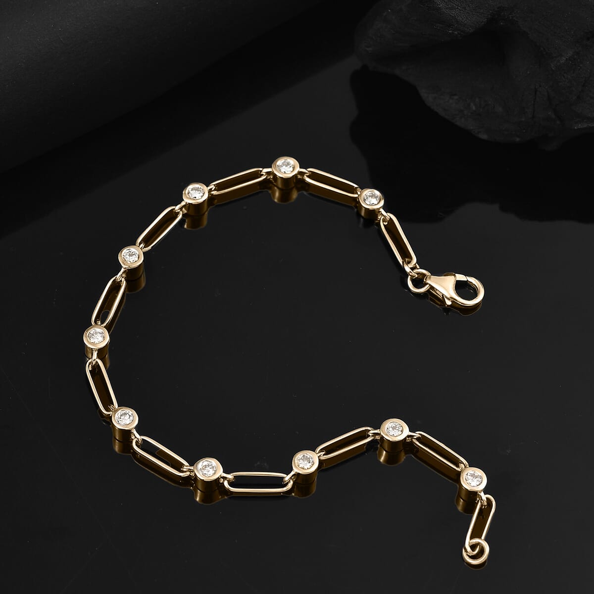 Luxuriant Lab Grown Diamond G-H SI 1.00 ctw Bracelet in 18K Vermeil Yellow Gold Over Sterling Silver (7.25 In) image number 1