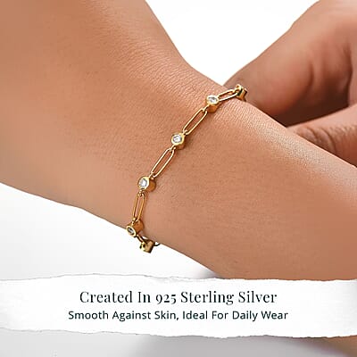 Luxuriant Lab Grown Diamond G-H SI 1.00 ctw Bracelet in 18K Vermeil Yellow Gold Over Sterling Silver (7.25 In)