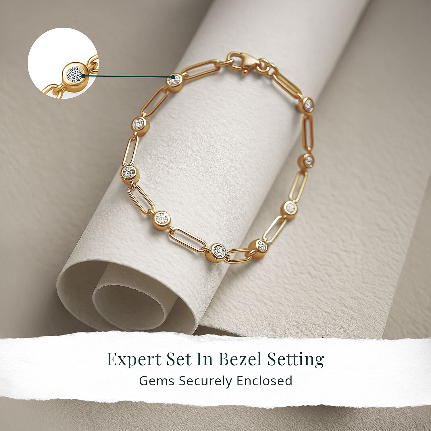 Luxuriant Lab Grown Diamond G-H SI 1.00 ctw Bracelet in 18K Vermeil Yellow Gold Over Sterling Silver (7.25 In)