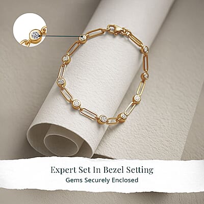 Luxuriant Lab Grown Diamond G-H SI 1.00 ctw Bracelet in 18K Vermeil Yellow Gold Over Sterling Silver (7.25 In)