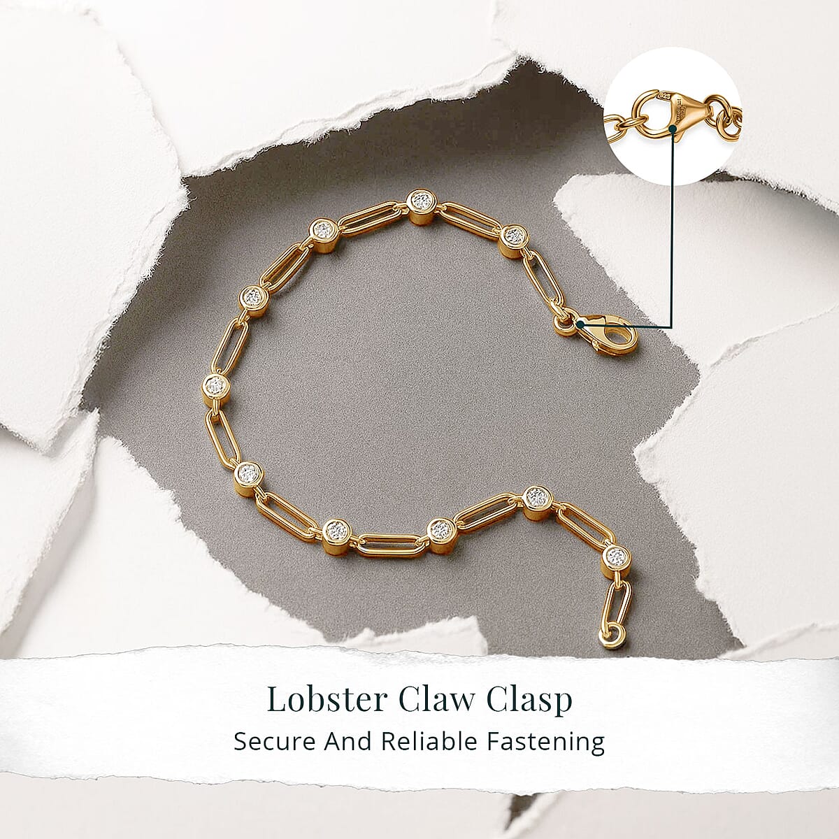 Luxuriant Lab Grown Diamond G-H SI 1.00 ctw Bracelet in 18K Vermeil Yellow Gold Over Sterling Silver (7.25 In) image number 5