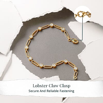 Luxuriant Lab Grown Diamond G-H SI 1.00 ctw Bracelet in 18K Vermeil Yellow Gold Over Sterling Silver (7.25 In)