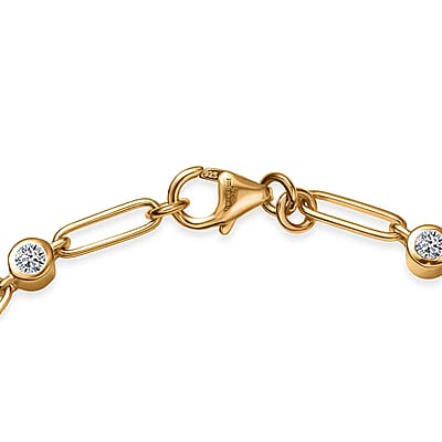 Luxuriant Lab Grown Diamond G-H SI 1.00 ctw Bracelet in 18K Vermeil Yellow Gold Over Sterling Silver (7.25 In)