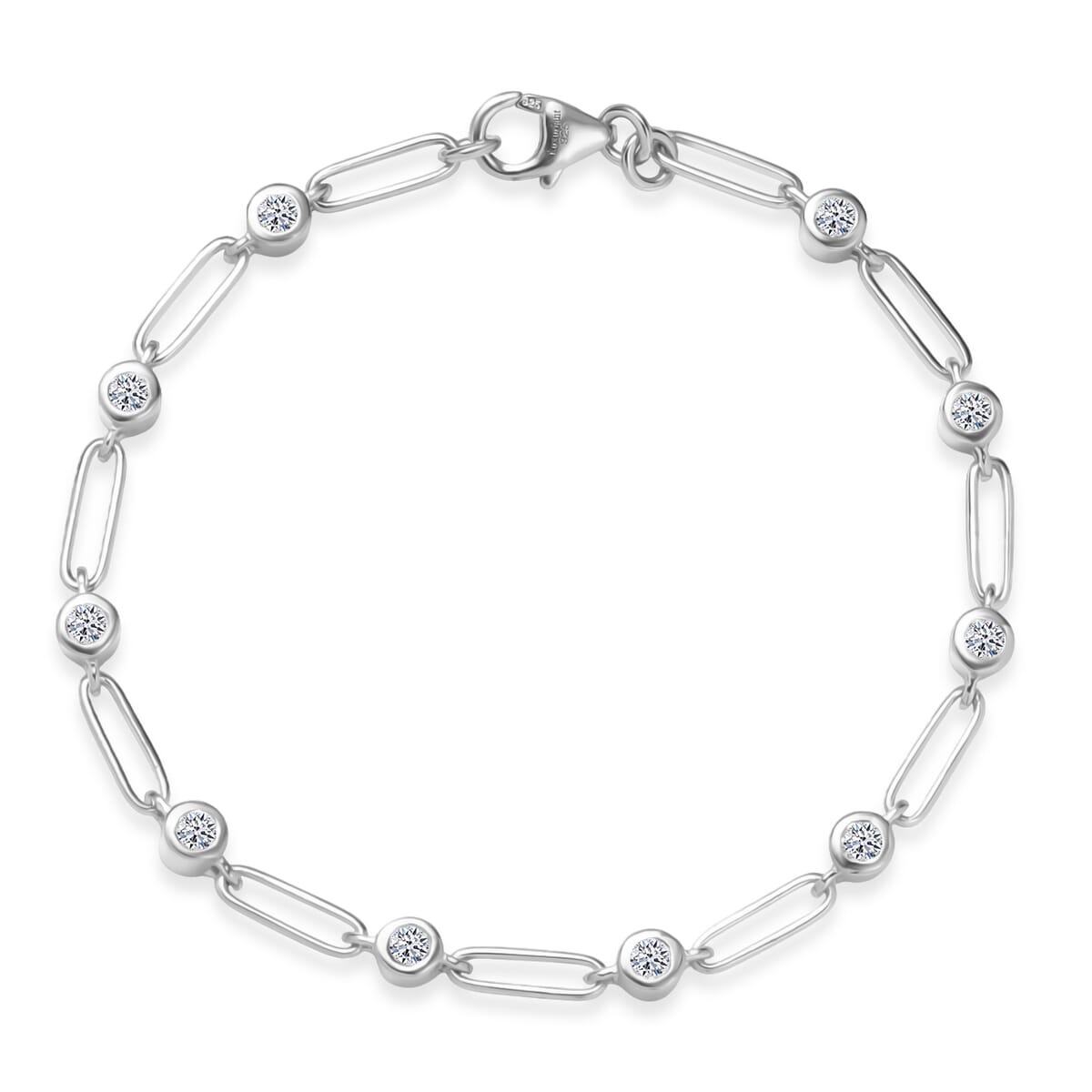Luxuriant Lab Grown Diamond G-H SI 1.00 ctw Bracelet in Rhodium Over Sterling Silver (7.25 In) image number 0