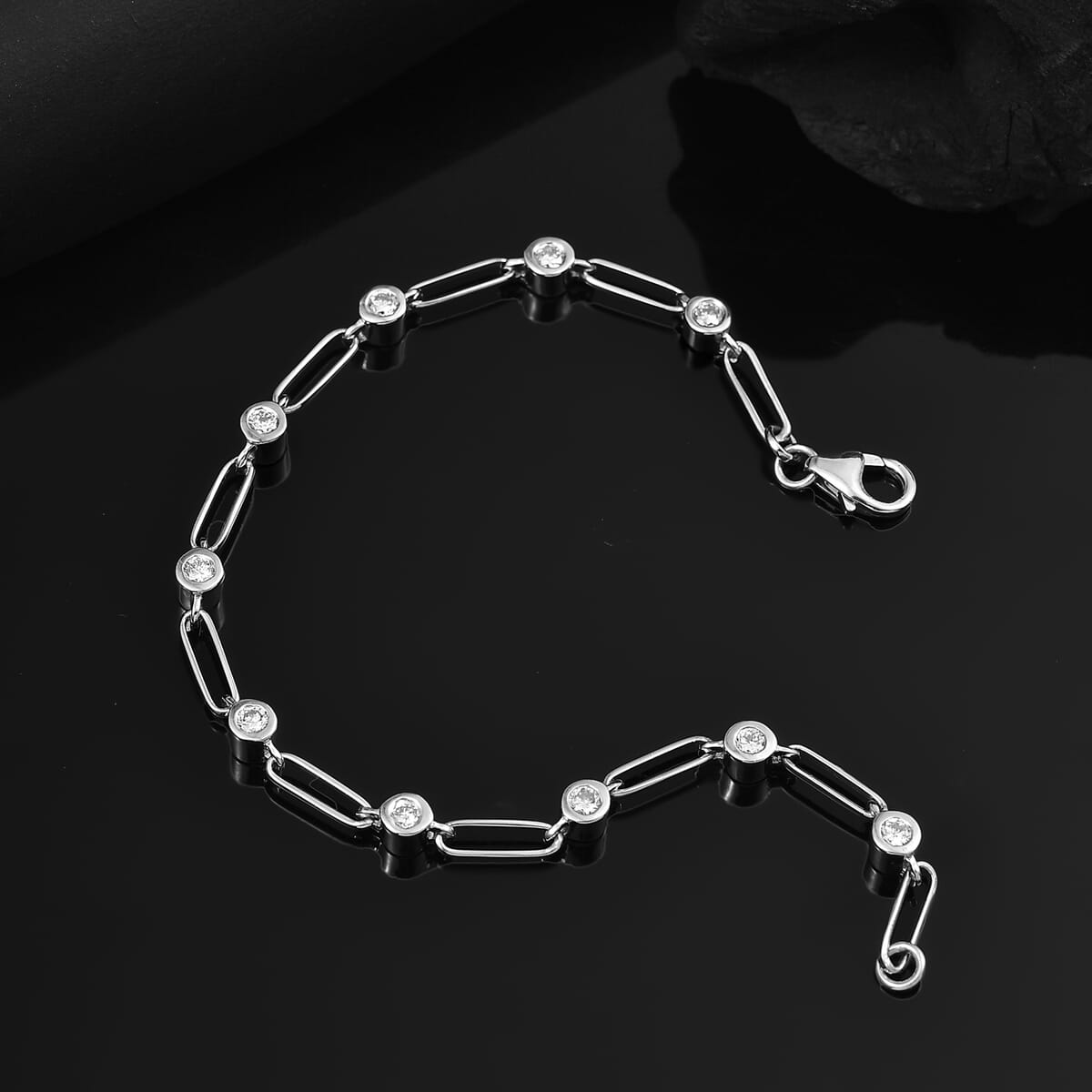 Luxuriant Lab Grown Diamond G-H SI 1.00 ctw Bracelet in Rhodium Over Sterling Silver (7.25 In) image number 1