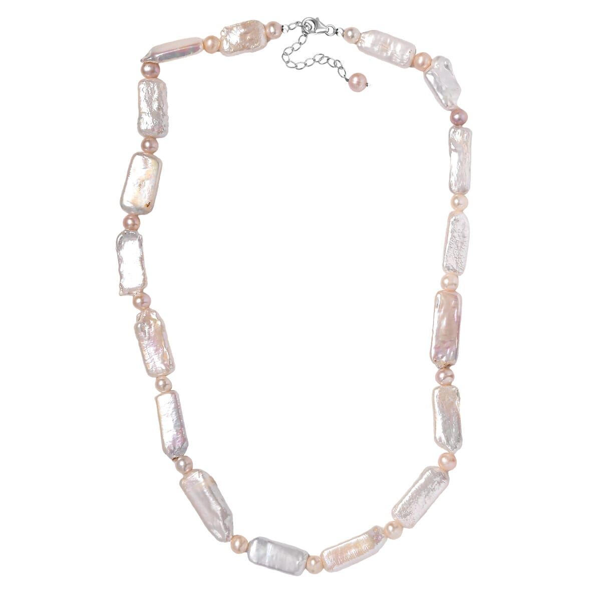 Fresh Water Pearl Necklace in Rhodium Over Sterling Silver 18 Inches image number 3