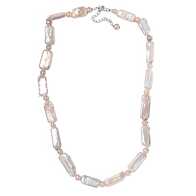 Fresh Water Pearl Necklace in Rhodium Over Sterling Silver 18 Inches
