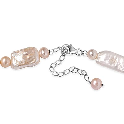 Fresh Water Pearl Necklace in Rhodium Over Sterling Silver 18 Inches