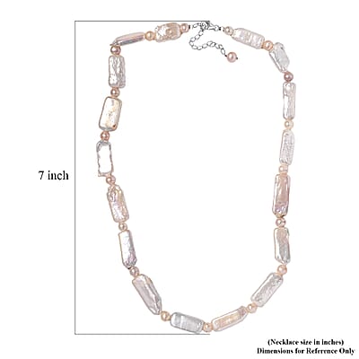 Fresh Water Pearl Necklace in Rhodium Over Sterling Silver 18 Inches