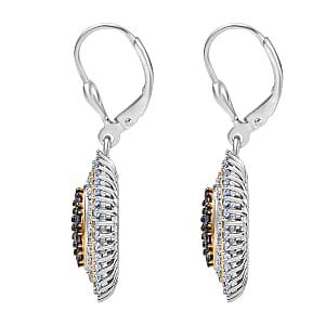 D'Joy Ceylon Sapphire and Moissanite 2.65 ctw Art Nouveau Earrings in 18K Vermeil YG and Rhodium Over Sterling Silver