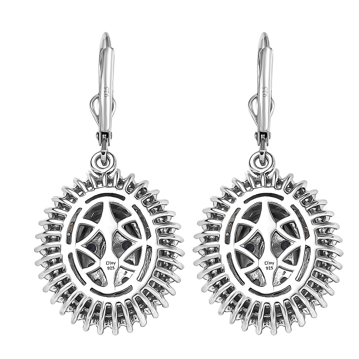 D'Joy Ceylon Sapphire and Moissanite 2.65 ctw Art Nouveau Earrings in 18K Vermeil YG and Rhodium Over Sterling Silver