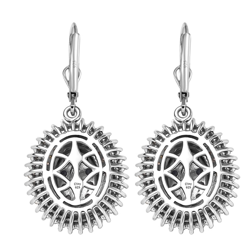 D'Joy Ceylon Sapphire and Moissanite 2.65 ctw Art Nouveau Earrings in 18K Vermeil YG and Rhodium Over Sterling Silver