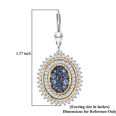 D'Joy Ceylon Sapphire and Moissanite 2.65 ctw Art Nouveau Earrings in 18K Vermeil YG and Rhodium Over Sterling Silver