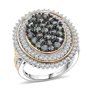 D'Joy Narsipatnam Alexandrite and Moissanite 2.25 ctw Ring in 18K Vermeil YG and Rhodium Over Sterling Silver (Size 10.0)