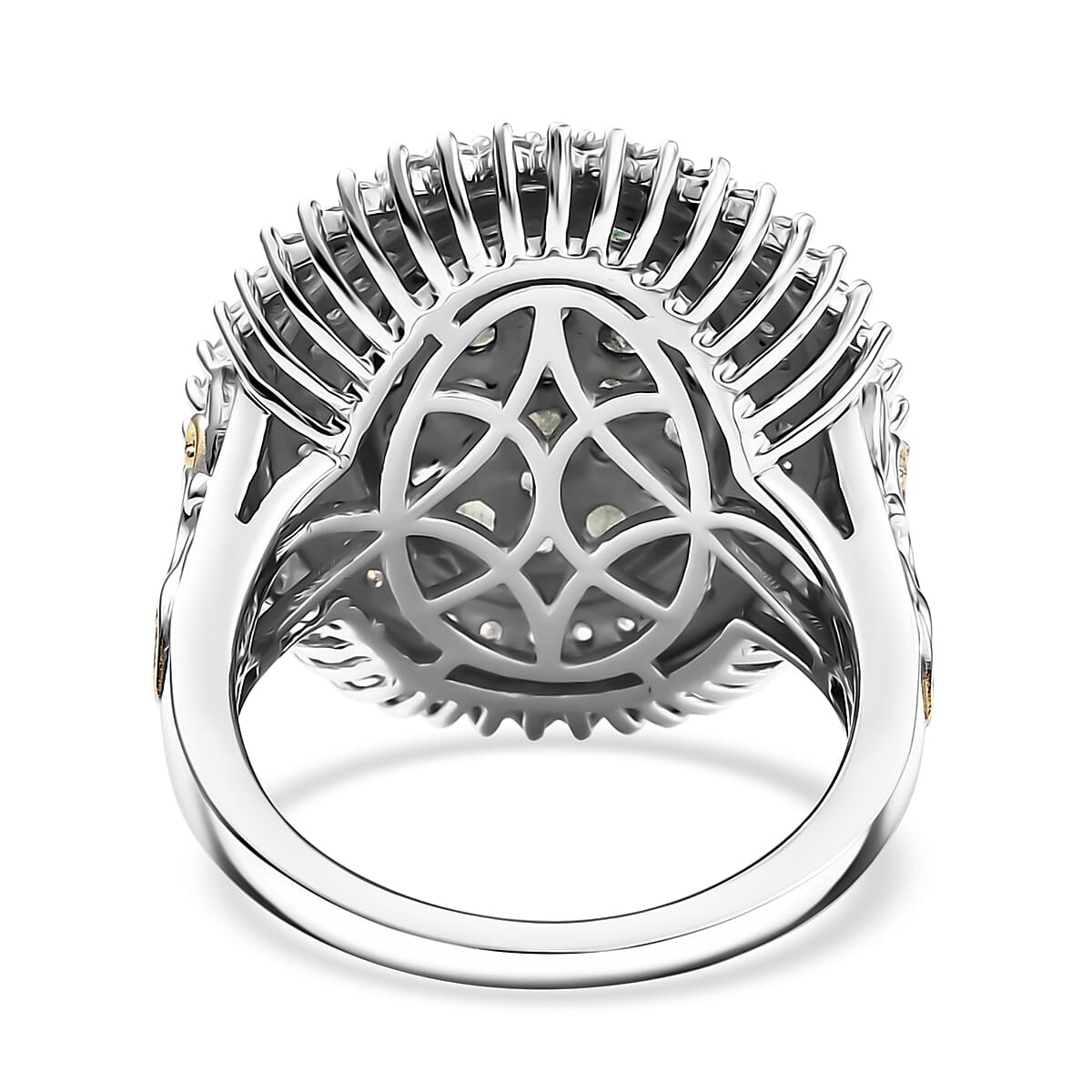 D'Joy Narsipatnam Alexandrite and Moissanite 2.25 ctw Art Nouveau Ring in 18K Vermeil YG and Rhodium Over Sterling Silver (Size 8.0) image number 4