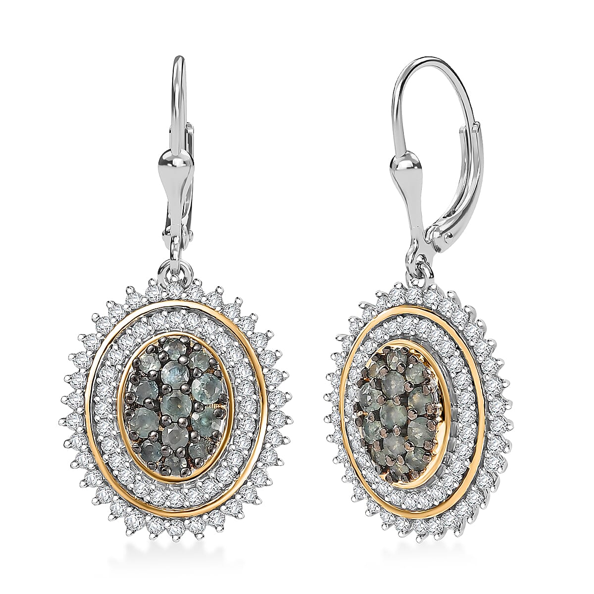 D'Joy Narsipatnam Alexandrite and Moissanite 2.65 ctw Earring in 18K Vermeil YG and Rhodium Over Sterling Silver image number 0