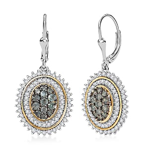 D'Joy Narsipatnam Alexandrite and Moissanite 2.65 ctw Earring in 18K Vermeil YG and Rhodium Over Sterling Silver