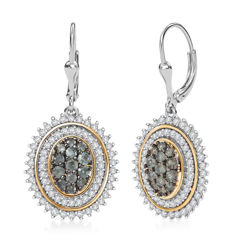 D'Joy Narsipatnam Alexandrite and Moissanite 2.65 ctw Art Nouveau Earrings in 18K Vermeil YG and Rhodium Over Sterling Silver