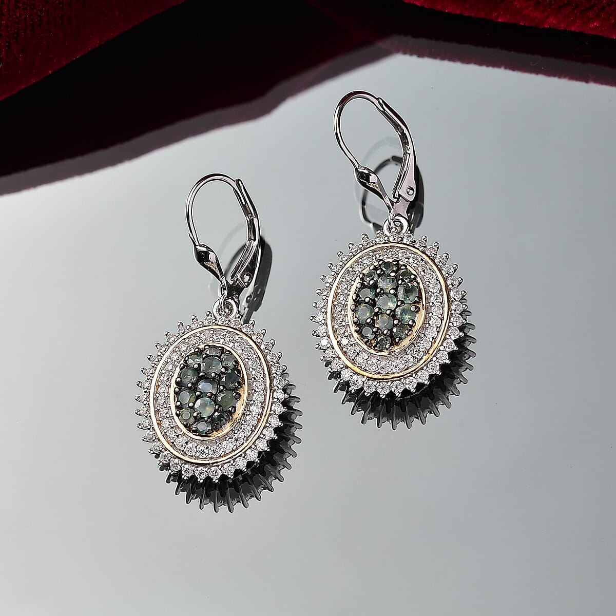 D'Joy Narsipatnam Alexandrite and Moissanite 2.65 ctw Earring in 18K Vermeil YG and Rhodium Over Sterling Silver image number 1