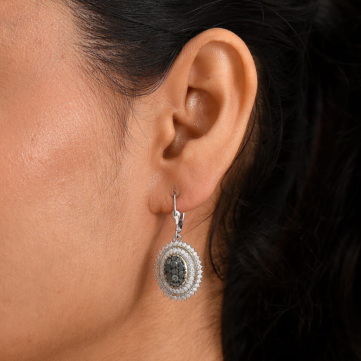 D'Joy Narsipatnam Alexandrite and Moissanite 2.65 ctw Earring in 18K Vermeil YG and Rhodium Over Sterling Silver image number 2