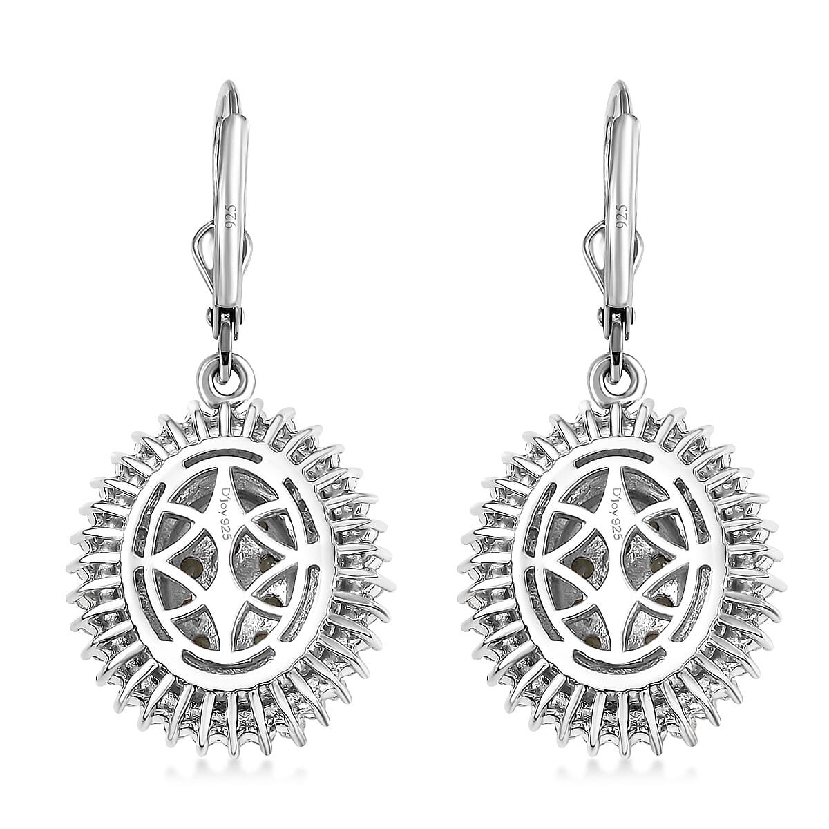 D'Joy Narsipatnam Alexandrite and Moissanite 2.65 ctw Art Nouveau Earrings in 18K Vermeil YG and Rhodium Over Sterling Silver