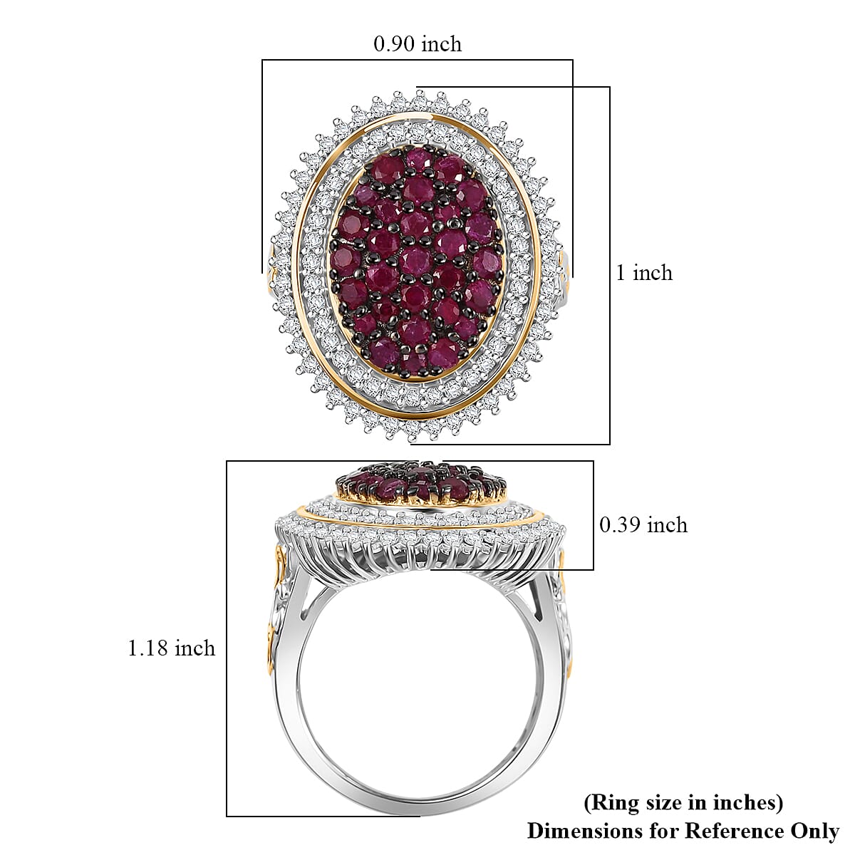 D'Joy Mozambique Ruby and Moissanite 2.30 ctw Ring in 18K Vermeil YG and Rhodium Over Sterling Silver (Size 10.0) image number 5