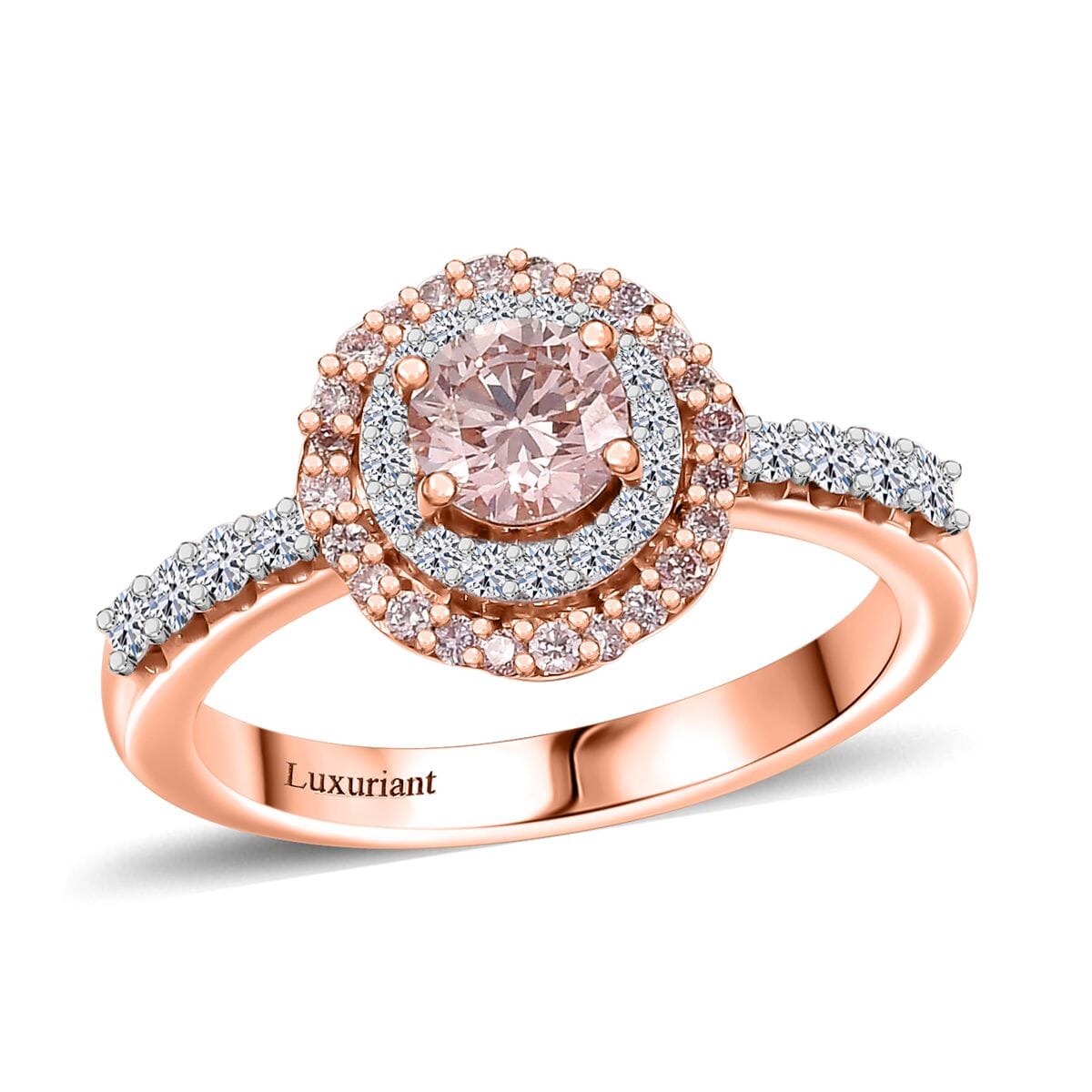 Luxuriant Lab Grown Pink Diamond VS and Lab Grown Diamond SI 1.00 ctw Celestial Bloom Ring in 18K Vermeil Rose Gold Over Sterling Silver (Size 10.0) image number 0