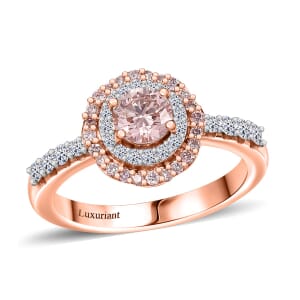 Luxuriant Lab Grown Pink Diamond VS and Lab Grown Diamond SI 1.00 ctw Celestial Bloom Ring in 18K Vermeil Rose Gold Over Sterling Silver (Size 10.0)
