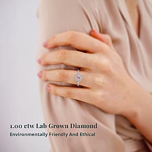 Luxuriant Lab Grown Pink Diamond VS and Lab Grown Diamond SI 1.00 ctw Celestial Bloom Ring in 18K Vermeil Rose Gold Over Sterling Silver (Size 10.0)