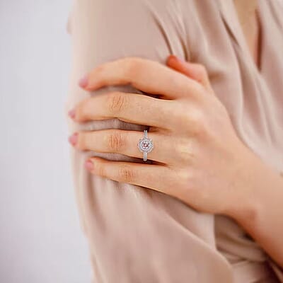 Luxuriant Lab Grown Pink Diamond VS and Lab Grown Diamond SI 1.00 ctw Celestial Bloom Ring in 18K Vermeil Rose Gold Over Sterling Silver (Size 10.0)