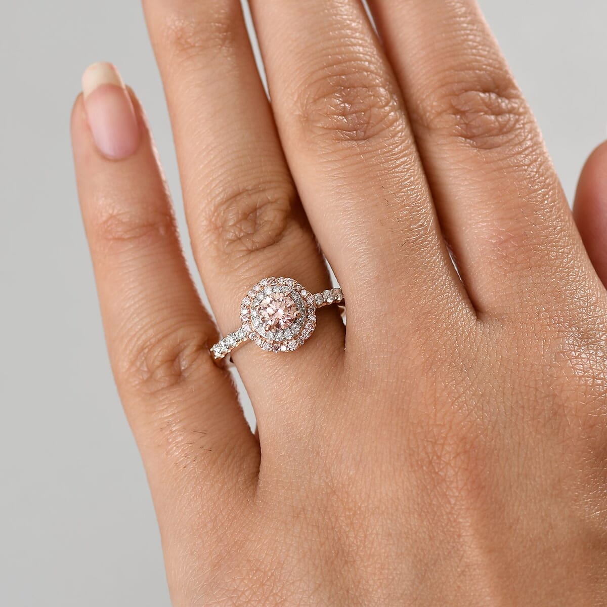 Luxuriant Lab Grown Pink Diamond VS and Lab Grown Diamond SI 1.00 ctw Celestial Bloom Ring in 18K Vermeil Rose Gold Over Sterling Silver (Size 10.0) image number 2