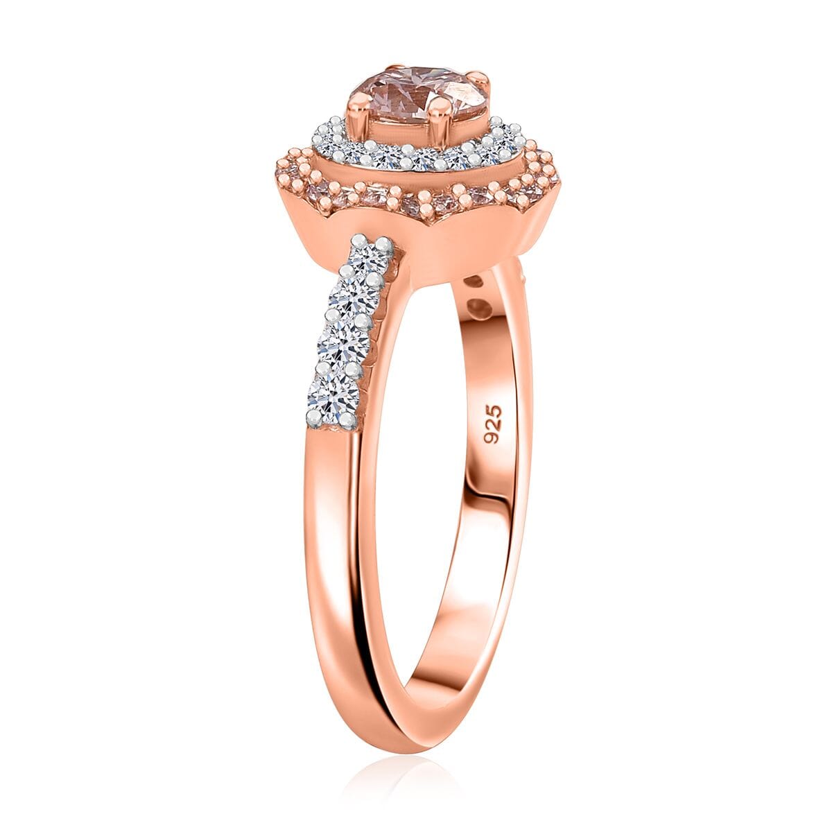 Luxuriant Lab Grown Pink Diamond VS and Lab Grown Diamond SI 1.00 ctw Celestial Bloom Ring in 18K Vermeil Rose Gold Over Sterling Silver (Size 10.0) image number 3