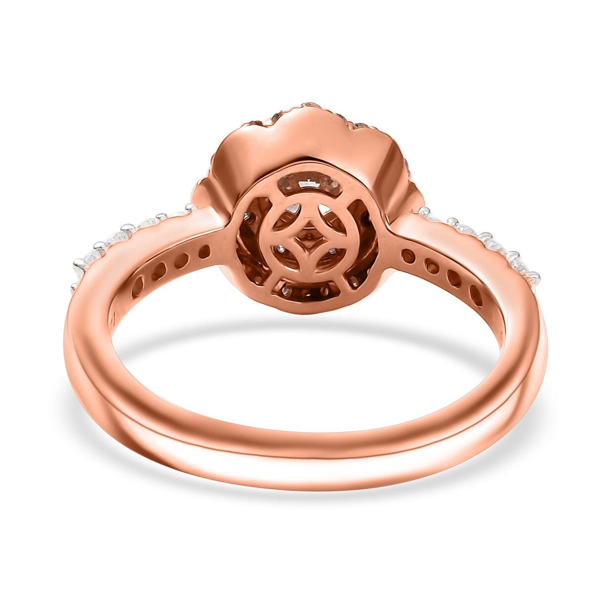 Luxuriant Lab Grown Pink Diamond VS and Lab Grown Diamond SI 1.00 ctw Celestial Bloom Ring in 18K Vermeil Rose Gold Over Sterling Silver (Size 10.0) image number 4