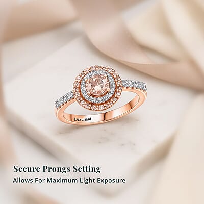 Luxuriant Lab Grown Pink Diamond VS and Lab Grown Diamond SI 1.00 ctw Celestial Bloom Ring in 18K Vermeil Rose Gold Over Sterling Silver (Size 10.0)