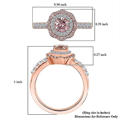 Luxuriant Lab Grown Pink Diamond VS and Lab Grown Diamond SI 1.00 ctw Celestial Bloom Ring in 18K Vermeil Rose Gold Over Sterling Silver (Size 10.0)