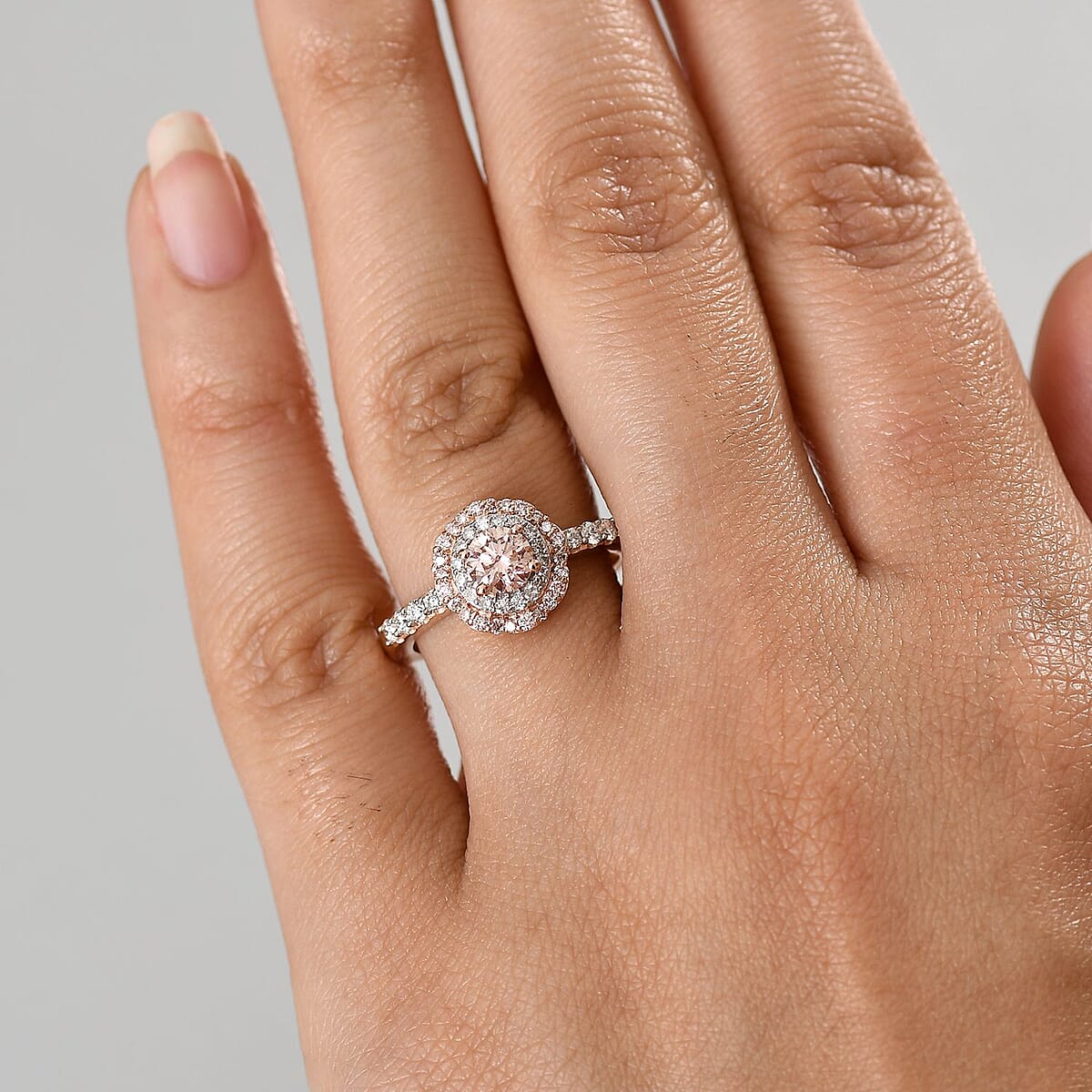 Luxuriant Lab Grown Pink Diamond VS and Lab Grown Diamond SI 1.00 ctw Celestial Bloom Ring in 18K Vermeil Rose Gold Over Sterling Silver (Size 6.0) image number 2