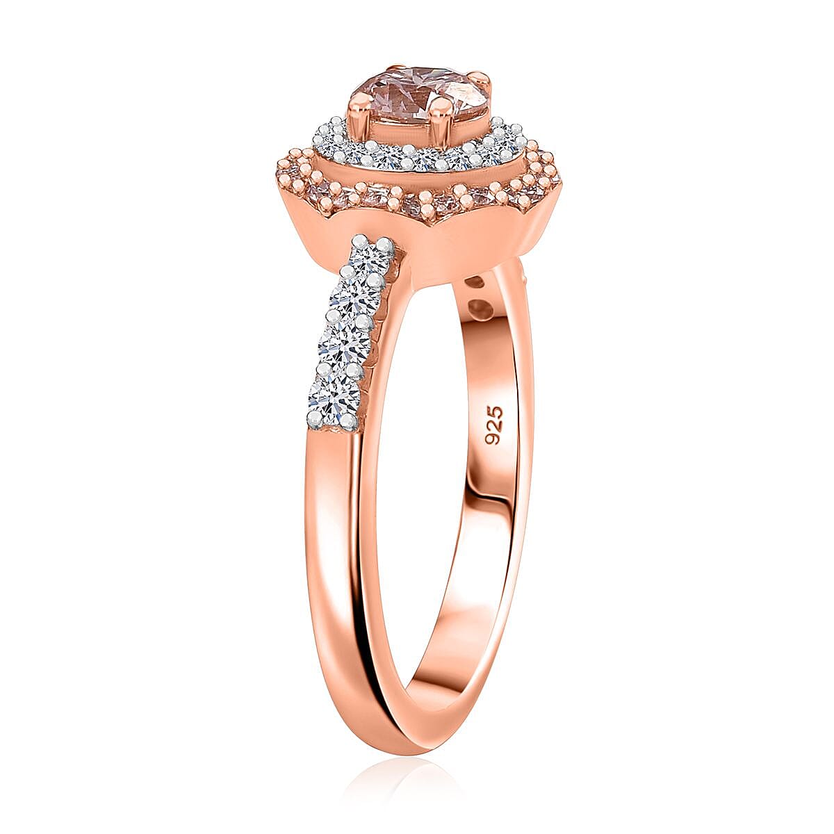 Luxuriant Lab Grown Pink Diamond VS and Lab Grown Diamond SI 1.00 ctw Celestial Bloom Ring in 18K Vermeil Rose Gold Over Sterling Silver (Size 6.0) image number 3