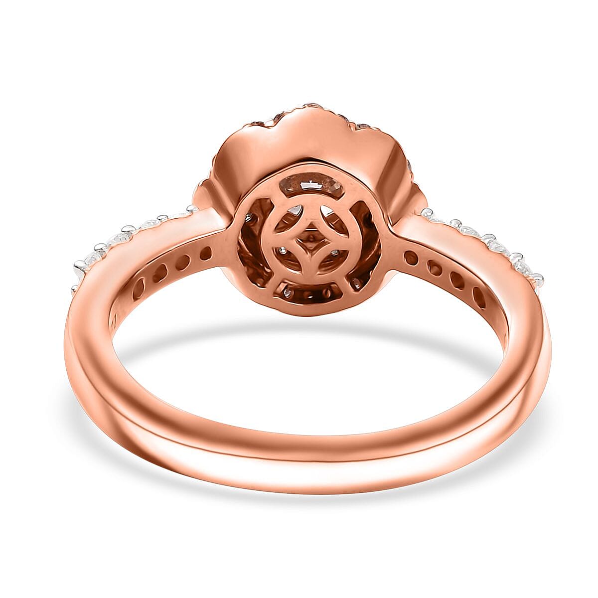 Luxuriant Lab Grown Pink Diamond VS and Lab Grown Diamond SI 1.00 ctw Celestial Bloom Ring in 18K Vermeil Rose Gold Over Sterling Silver (Size 6.0) image number 4
