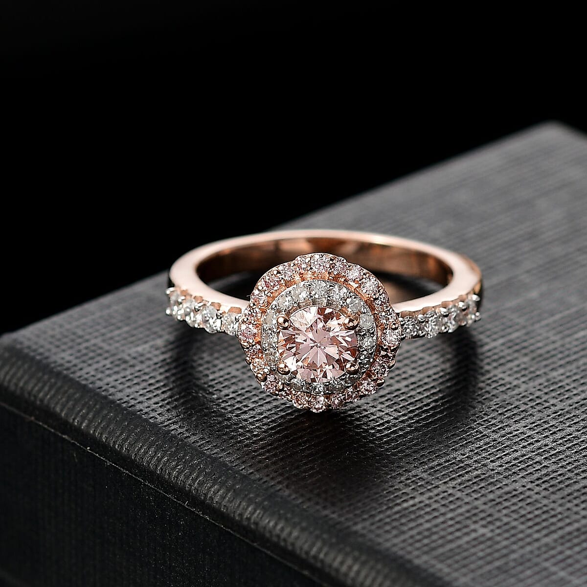Luxuriant Lab Grown Pink Diamond VS and Lab Grown Diamond SI 1.00 ctw Celestial Bloom Ring in 18K Vermeil Rose Gold Over Sterling Silver (Size 8.0) image number 1