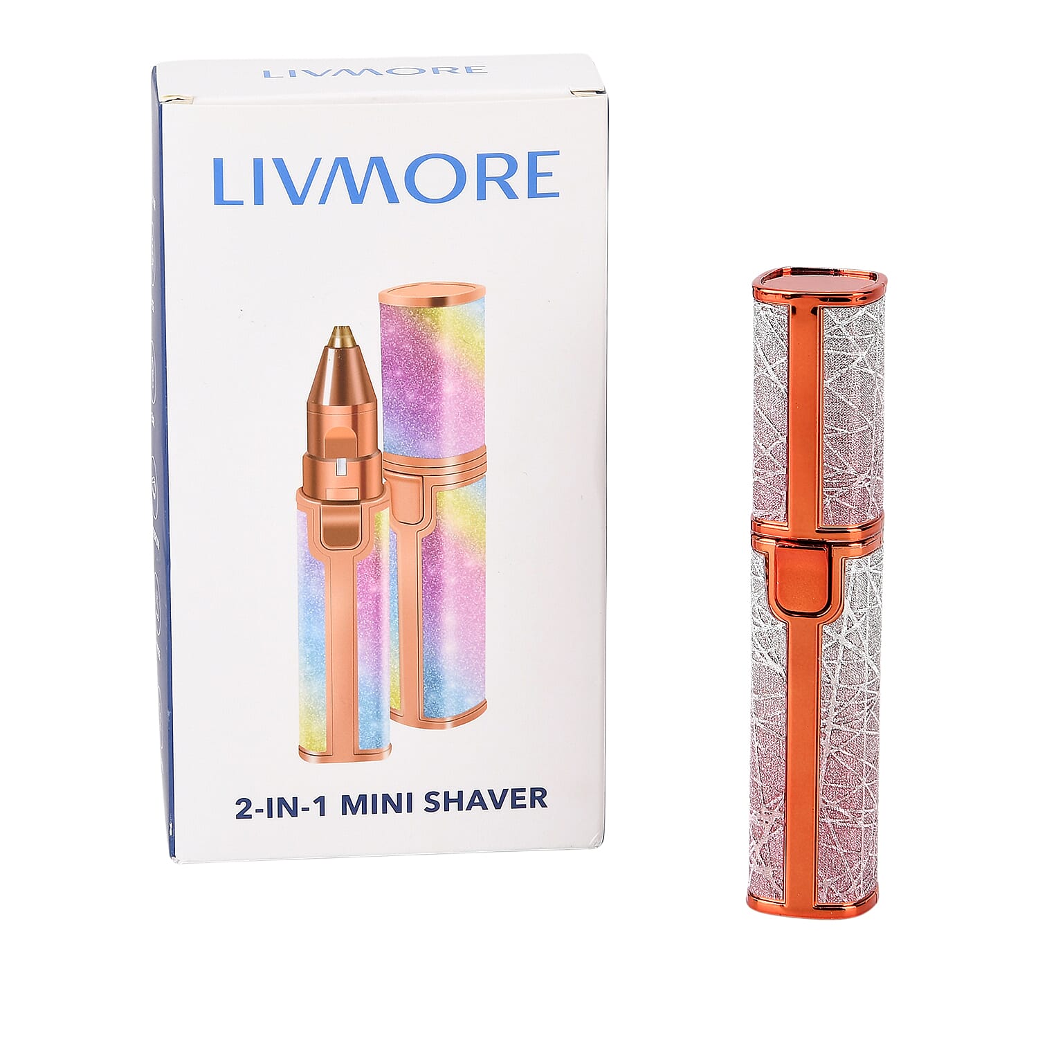 Beautech 2-in-1 Rechargeable Waterproof Lady Shaver with 2 Replaceable Heads and LED Light - Rainbow Color